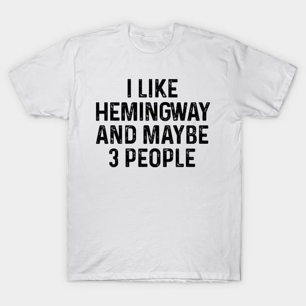 I Like Hemingway And Maybe 3 People Cat Lover Gift T-Shirt by HeroGifts